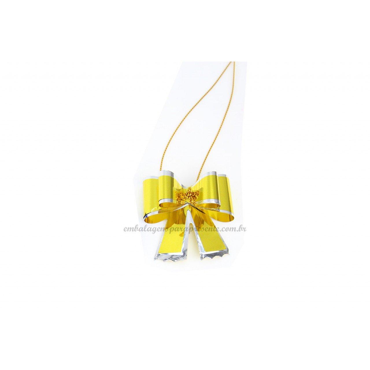 Laço Gravata Metalizado 242x50mm (PCT C/10 UN) Dourado